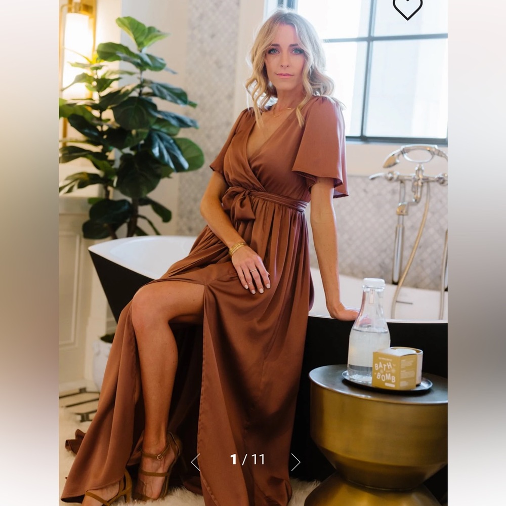 Baltic Born - Sicily Satin Maxi Dress - Rosy Brown - L -NWT - Maternity